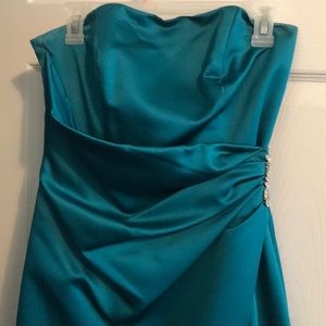 Strapless Teal Bridesmaid Dress